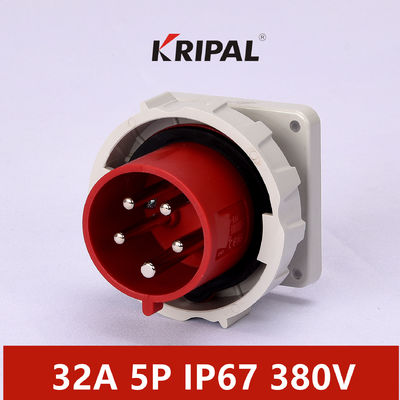 32A 5P वाटरप्रूफ इंडस्ट्रियल प्लग्स 380V IP67 इलेक्ट्रिकल पावर पैनल माउंटेड
