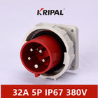 RED 32A 5P 380V IP67 वाटरप्रूफ इलेक्ट्रिकल पावर प्लग पैनल माउंटेड