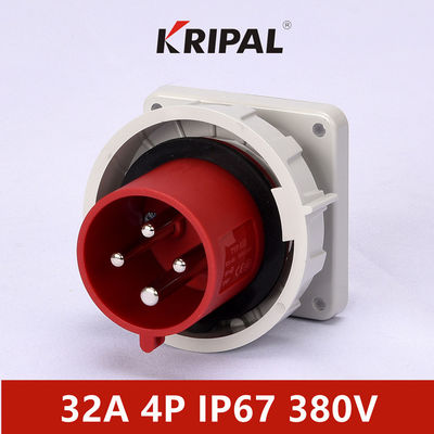 32A 5P वाटरप्रूफ इंडस्ट्रियल प्लग्स 380V IP67 इलेक्ट्रिकल पावर पैनल माउंटेड